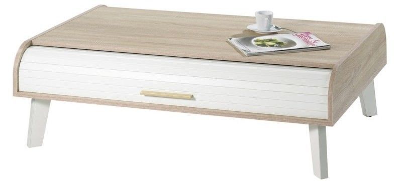 Table basse naturelle à rideaux blanc et pieds blancs Hippie - Photo n°1