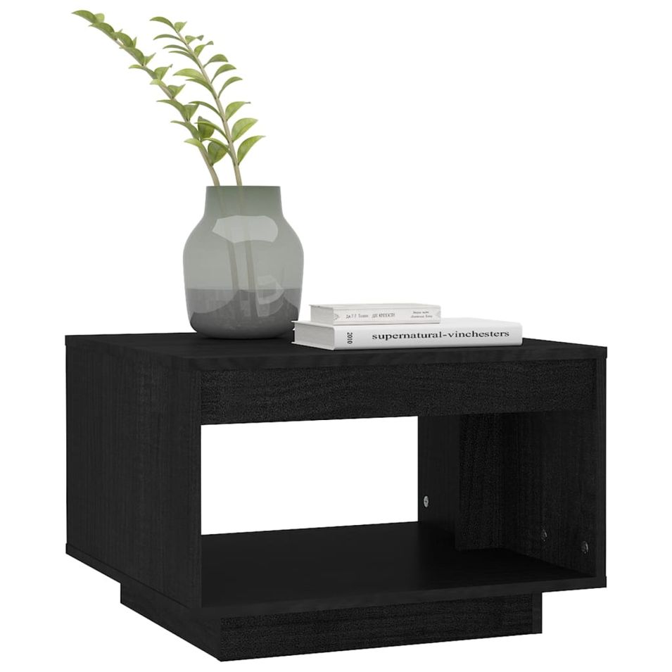 Table basse Noir 50x50x33,5 cm Bois de pin massif - Photo n°1