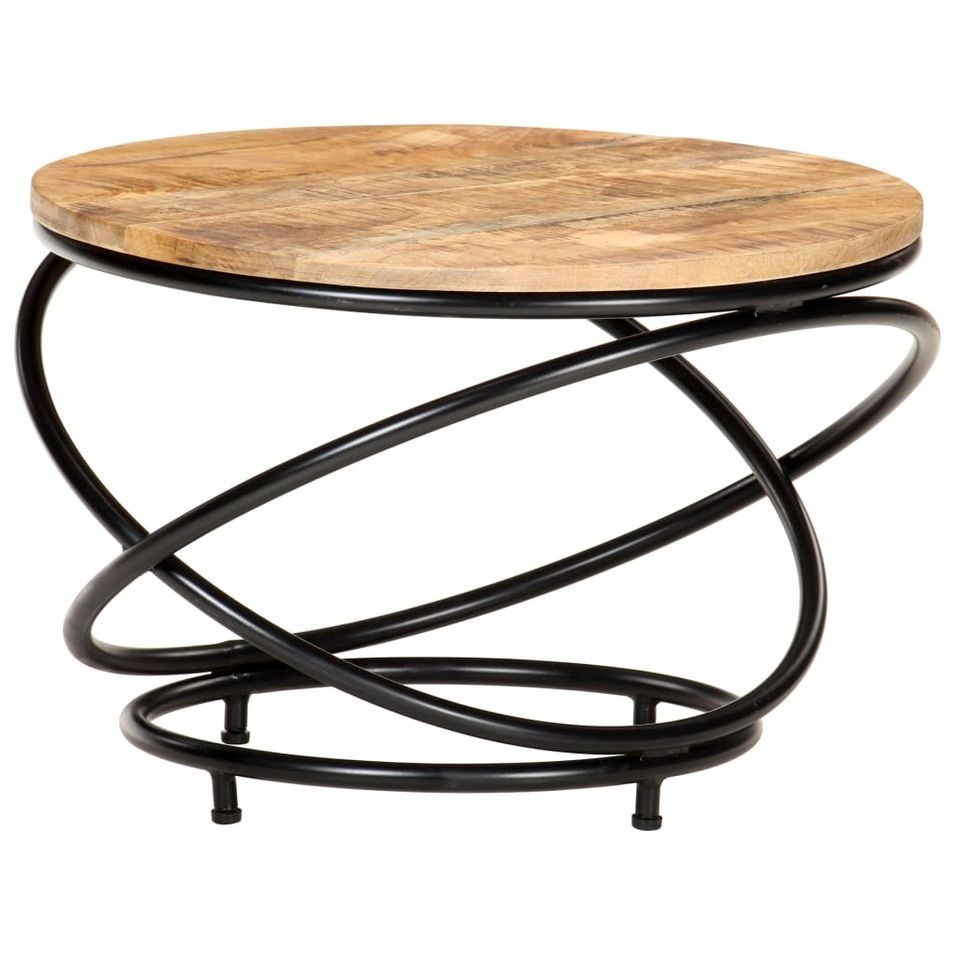 Table basse Noir 60x60x40 cm Bois massif de manguier brut - Photo n°1