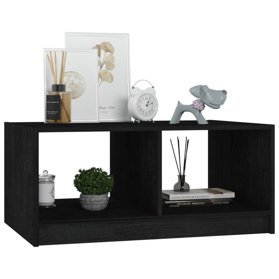 Table basse Noir 75x50x33,5 cm Bois de pin massif Bika - Photo n°1
