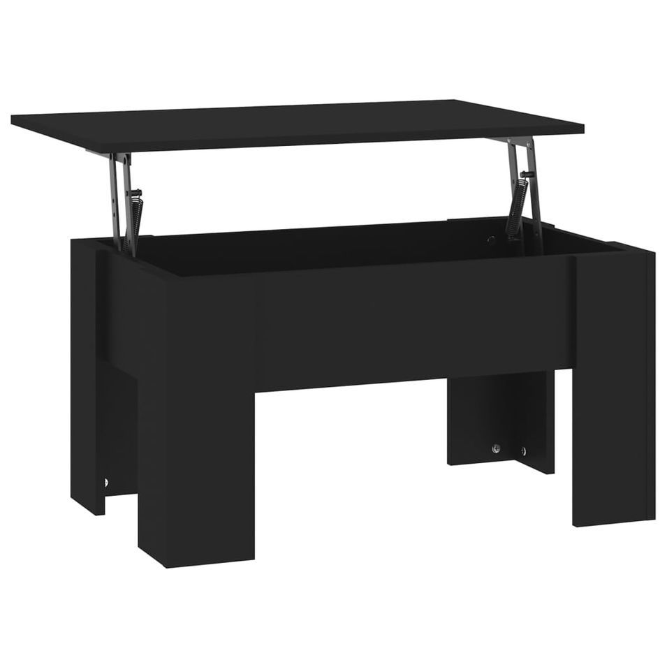 Table basse Noir 79x49x41 cm Bois d'ingénierie 2 - Photo n°1