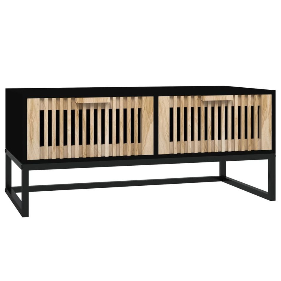 Table basse noir 80x40x35 cm Bois d'ingénierie et fer - Photo n°1
