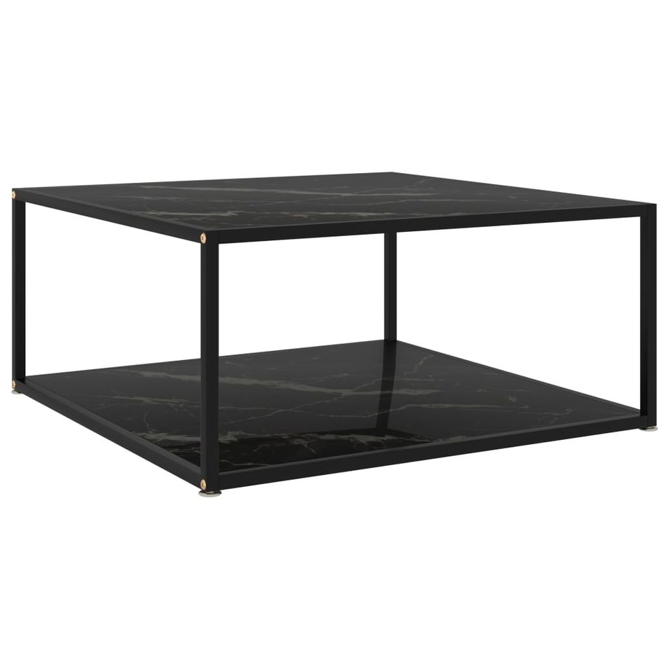 Table basse Noir 80x80x35 cm Verre trempé 2 - Photo n°1
