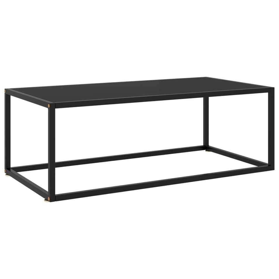 Table basse Noir avec verre noir 100x50x35 cm - Photo n°1
