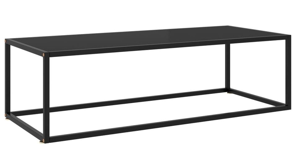 Table basse Noir avec verre noir 120x50x35 cm - Photo n°1
