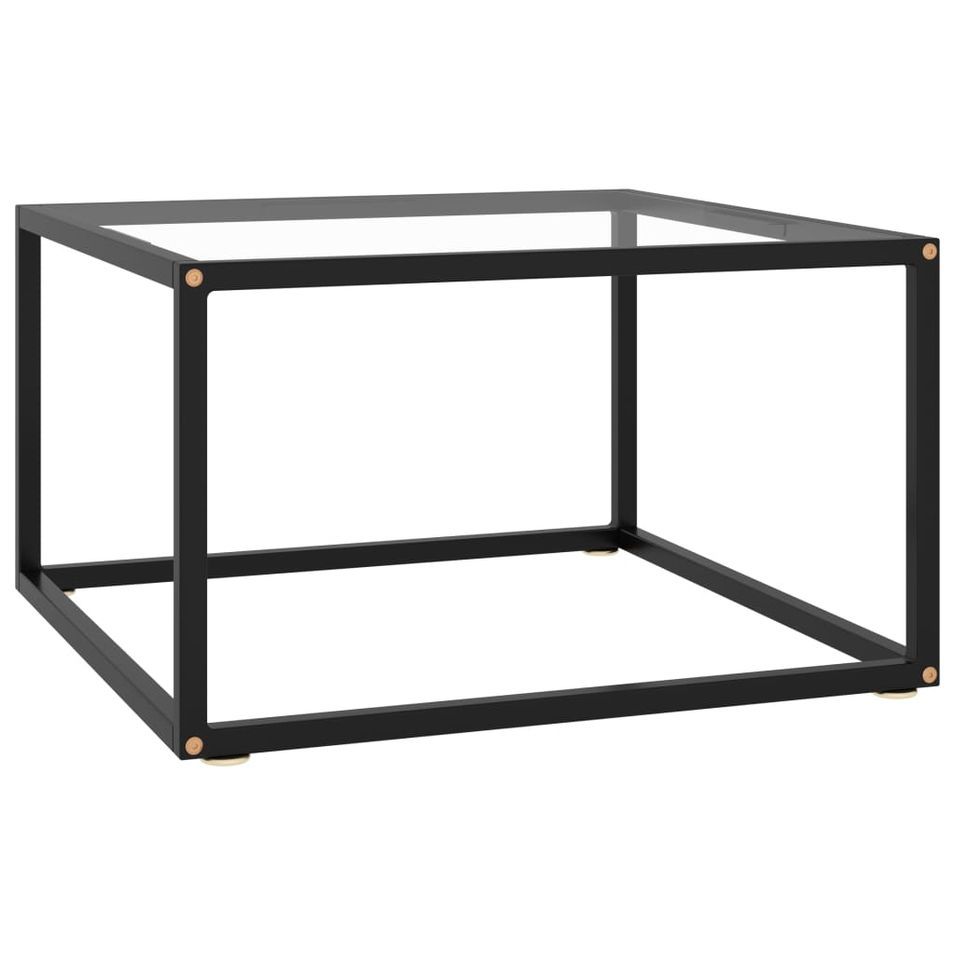 Table basse Noir avec verre trempé 60x60x35 cm - Photo n°1