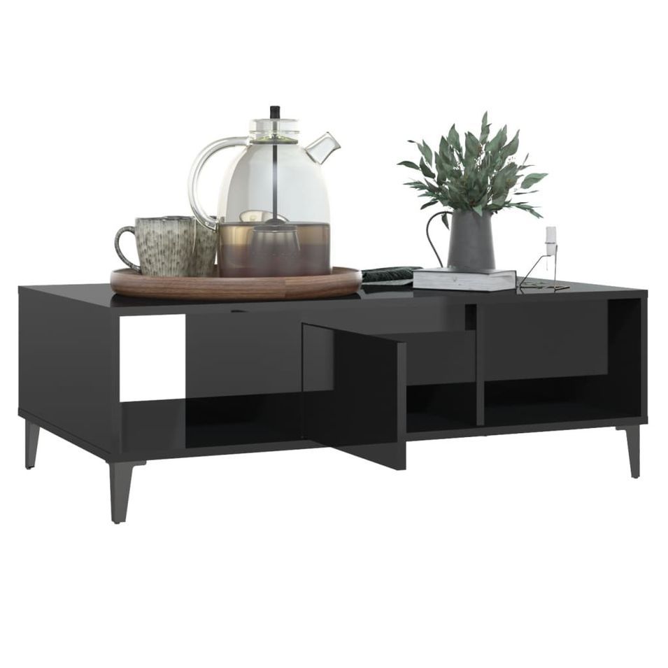 Table basse Noir brillant 103,5x60x35 cm 2 - Photo n°1