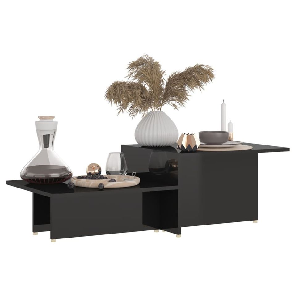 Table basse Noir brillant 111,5x50x33 cm - Photo n°1