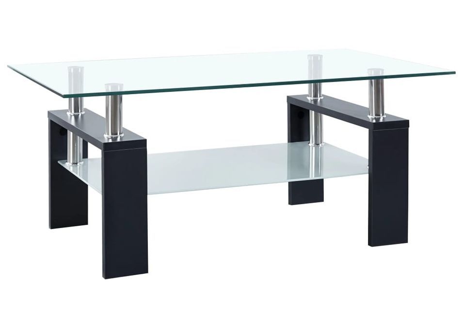 Table basse Noir et transparent 95x55x40 cm Verre trempé - Photo n°1