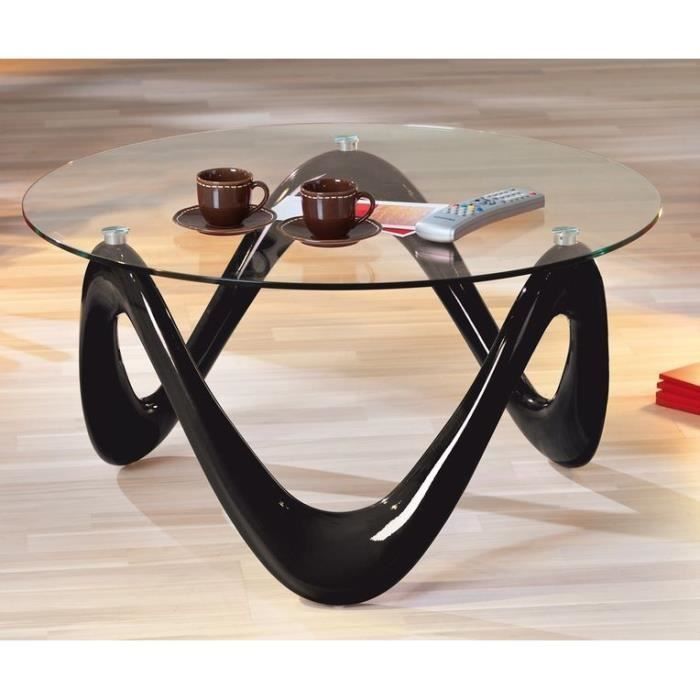 Table basse Noir laqué et Verre trempé Serpa - Photo n°1