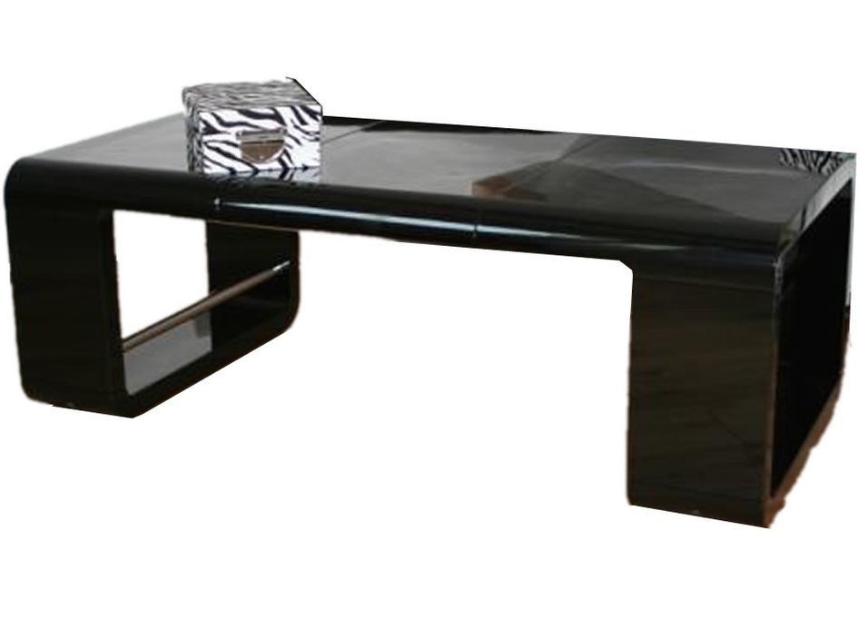 Table basse noire brillant avec rallonge Bonk - Photo n°1