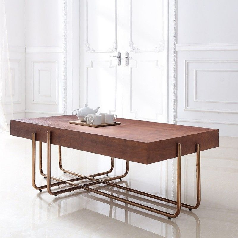 Table basse originale Cuivre et Bois Alchimie - Photo n°1