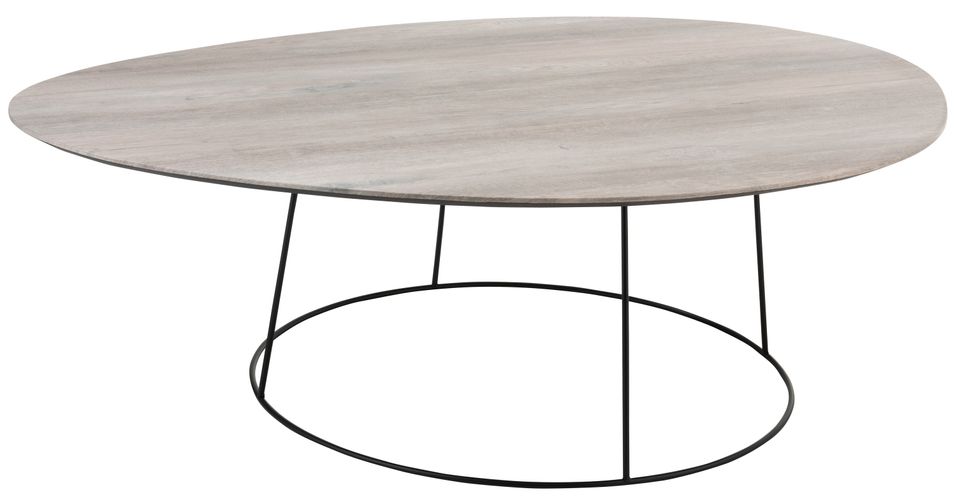 Table basse ovale bois mdf naturel bicolore Gaara L 121 cm - Photo n°1