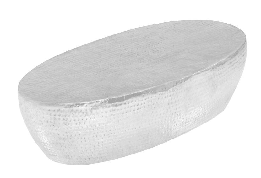 Table basse ovale métal martelé argenté Gabie - Photo n°1