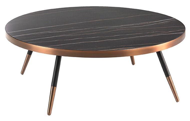 Table basse porcelaine marbré et pieds acier bicolore Madé - Photo n°1