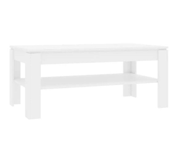Table basse rectangulaire 2 plateaux bois blanc brillant Modra - Photo n°1