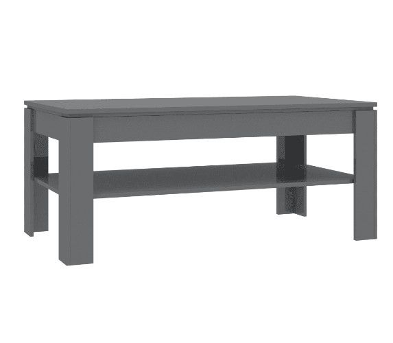 Table basse rectangulaire 2 plateaux bois gris brillant Modra - Photo n°1