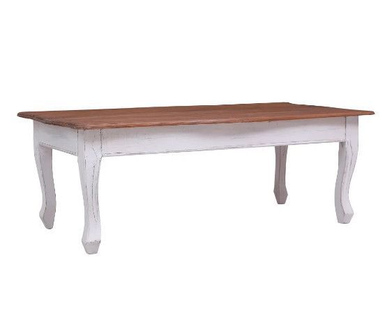 Table basse rectangulaire acajou massif clair et blanc Jeannel - Photo n°1