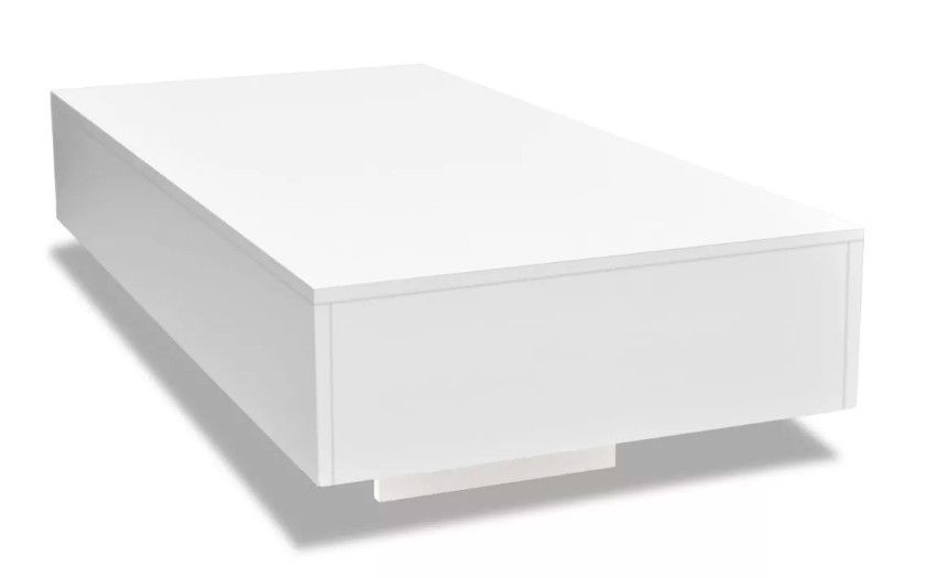 Table basse rectangulaire bois blanc brillant Winter - Photo n°1