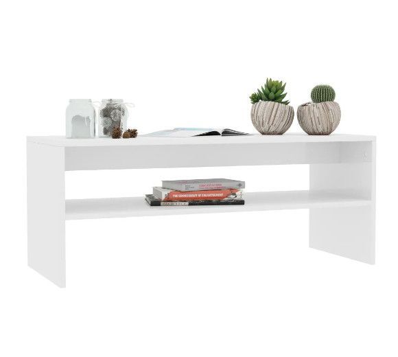 Table basse rectangulaire bois blanc Sonya 2 - Photo n°1