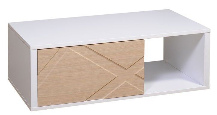 Table basse rectangulaire bois clair et blanc brillant Gracia - Photo n°1