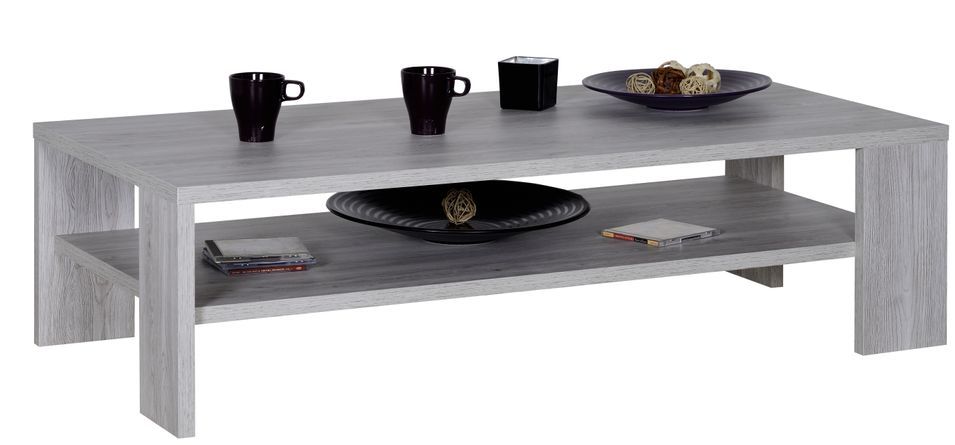 Table basse rectangulaire bois de chêne gris Maeva - Photo n°1