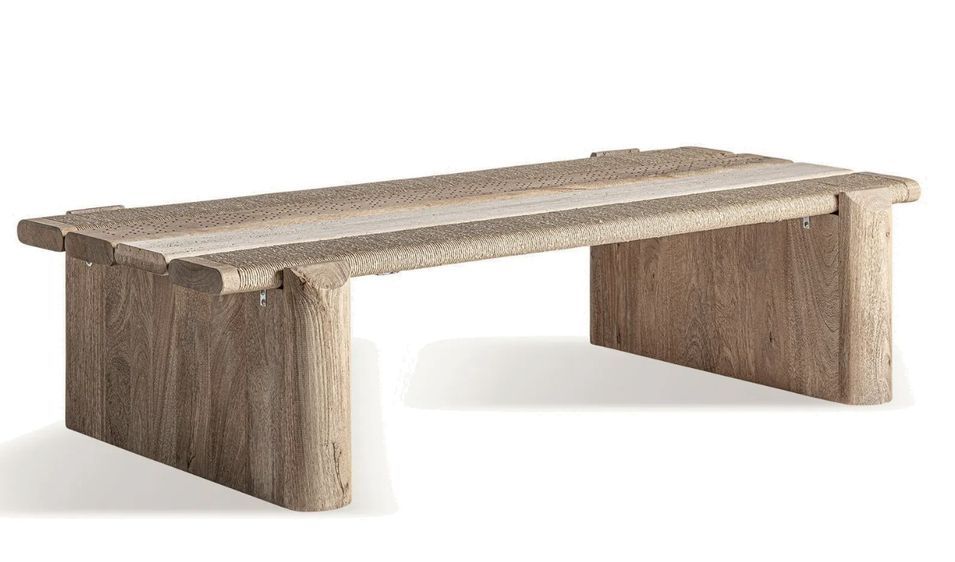 Table basse rectangulaire bois massif clair JACQUARD 140 cm – Design estudihac - Photo n°1