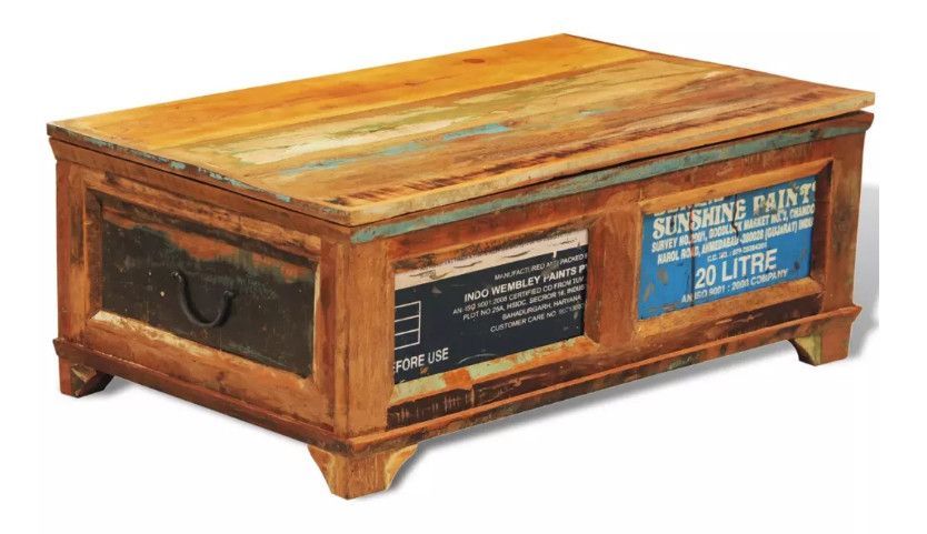 Table basse rectangulaire bois massif foncé recyclé Moust - Photo n°1