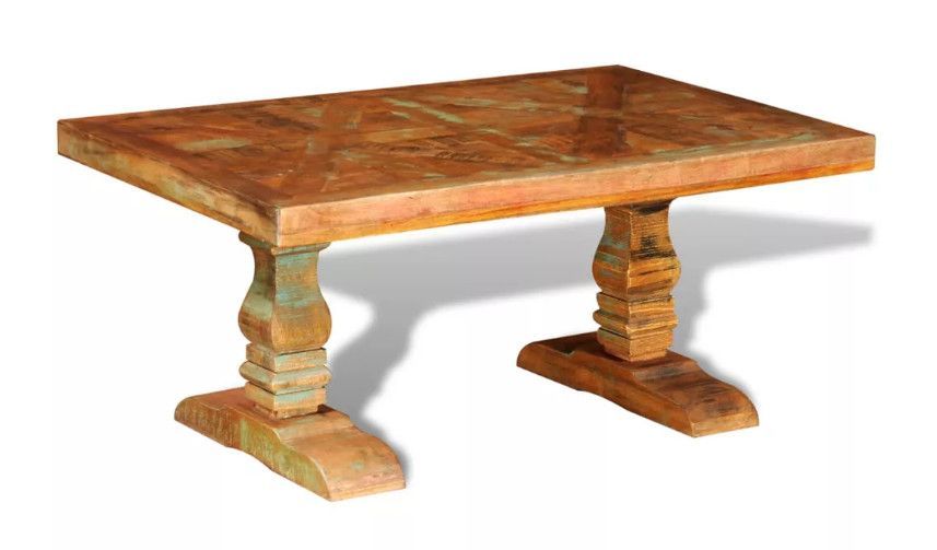 Table basse rectangulaire bois massif recyclé clair Souly - Photo n°1