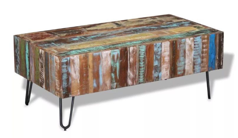 Table basse rectangulaire bois massif recyclé Mista - Photo n°1