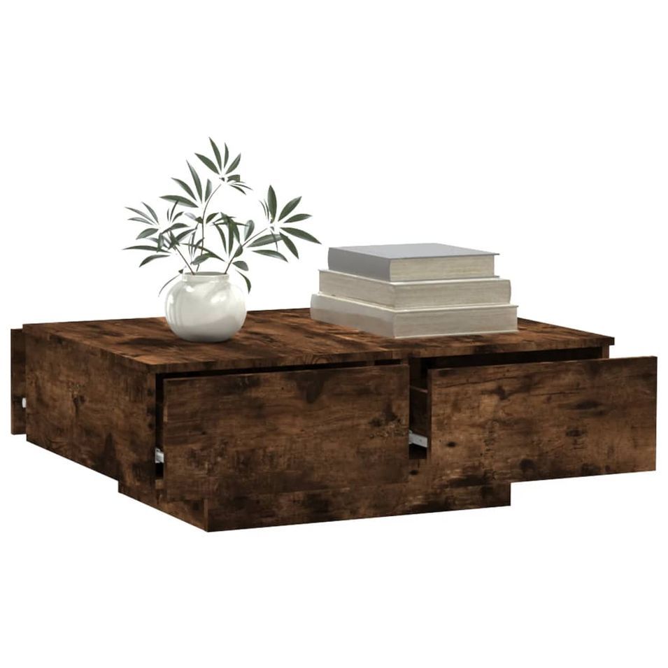 Table basse rectangulaire en bois avec rangement Komira 90 cm - Bois d'ingénierie - Photo n°1