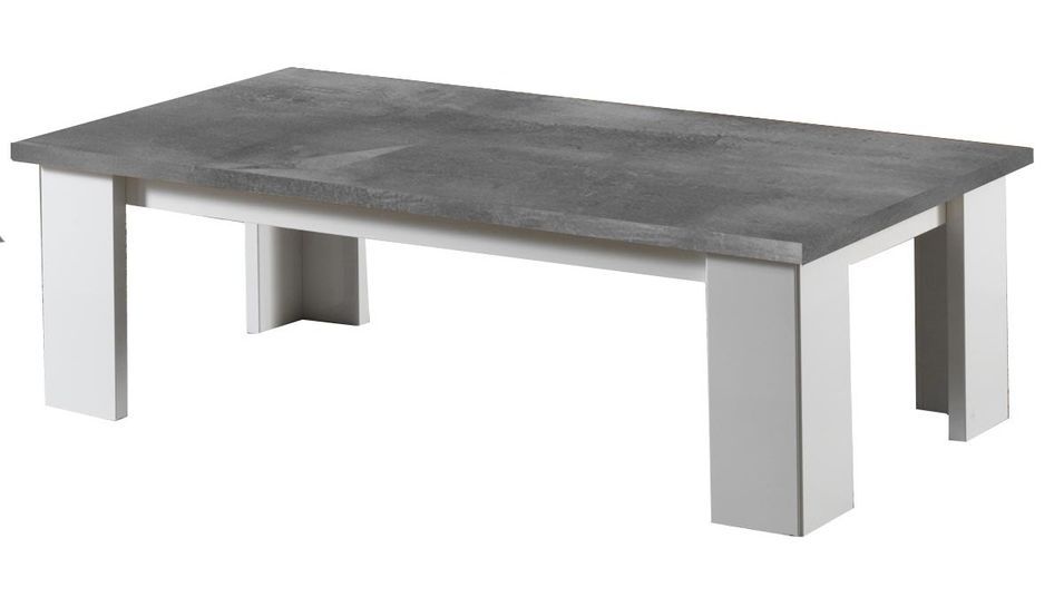 Table basse rectangulaire gris béton et blanc brillant Sting 120 cm - Photo n°1