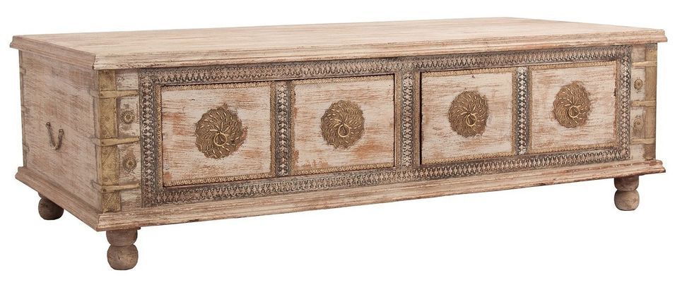 Table basse rectangulaire manguier massif clair décapé Donte - Photo n°1