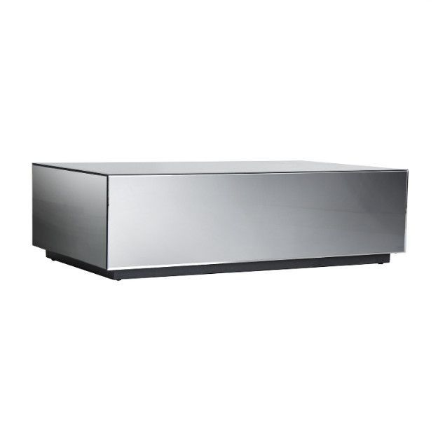 Table basse rectangulaire miroir et bois gris Luna - Photo n°1