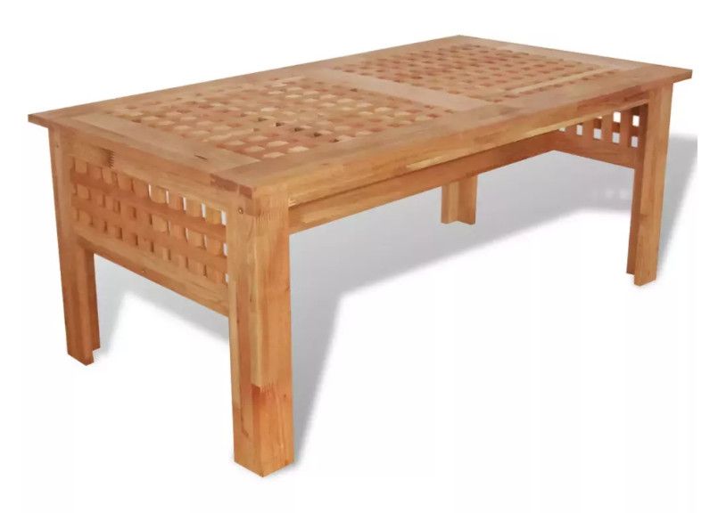 Table basse rectangulaire noyer massif clair Lenny - Photo n°1