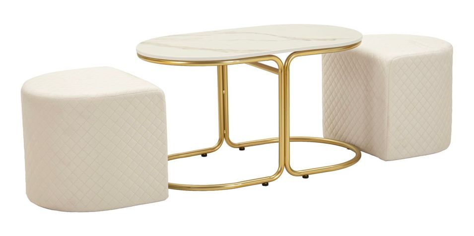Table basse Relax avec 2 tabourets design moderne - Photo n°1