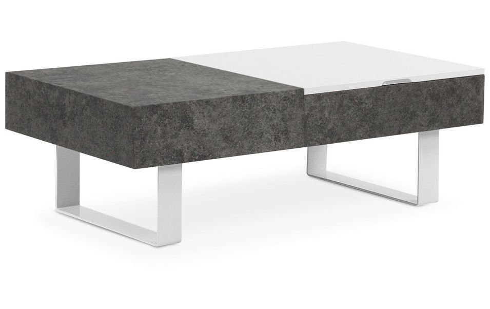 Table basse relevable avec 1 tiroir effet béton Milain - Photo n°1