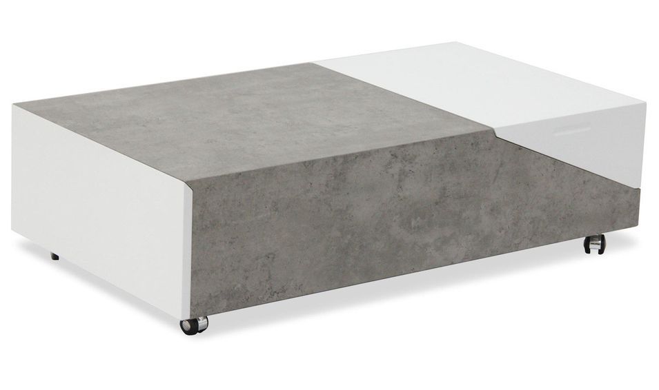Table basse relevable avec 1 tiroir effet marbre Milain - Photo n°1