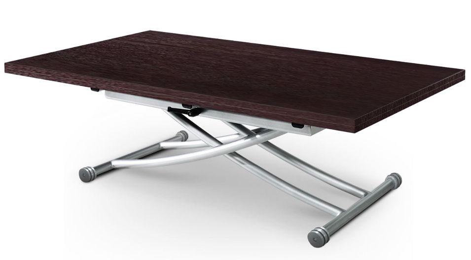 Table basse relevable et extensible bois wengé Kazer L 120/150 x P 75/120 x H 39/76 cm - Photo n°1
