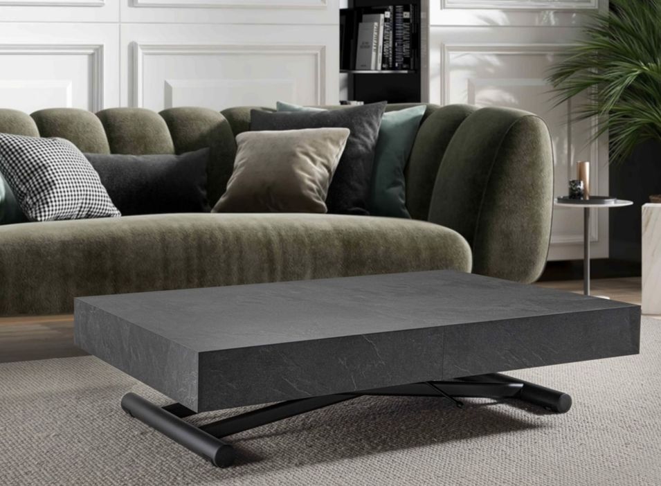 Table basse relevable et extensible gris ardoise Alexandra 120,153,186 et 220 cm - Photo n°1