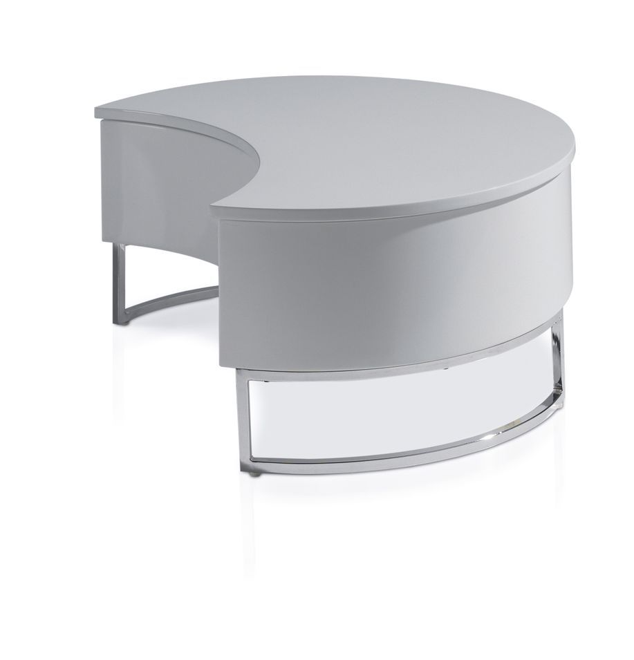 Table basse relevable Laquée Gris Pied acier chromé Luna - Photo n°1