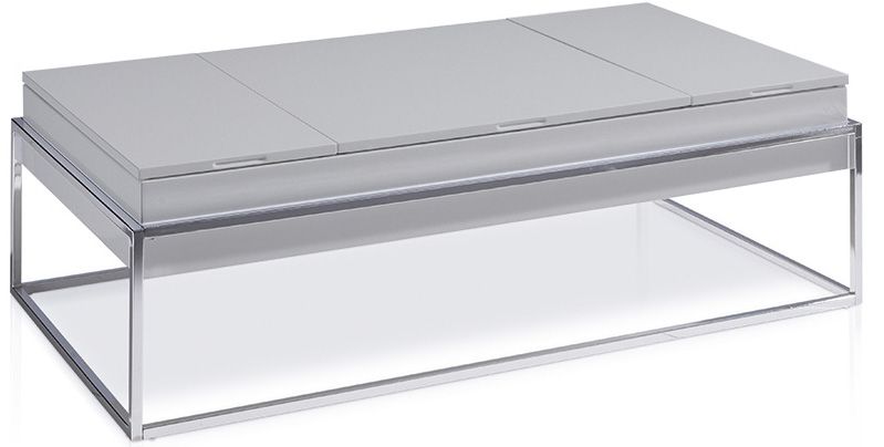 Table basse relevable Laquée Gris Pied acier chromé Venusa - Photo n°1