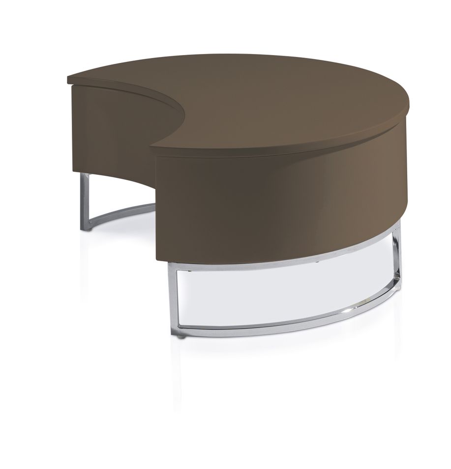 Table basse relevable Laquée Marron Pied acier chromé Luna - Photo n°1