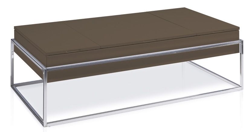 Table basse relevable Laquée Marron Pied acier chromé Venusa - Photo n°1