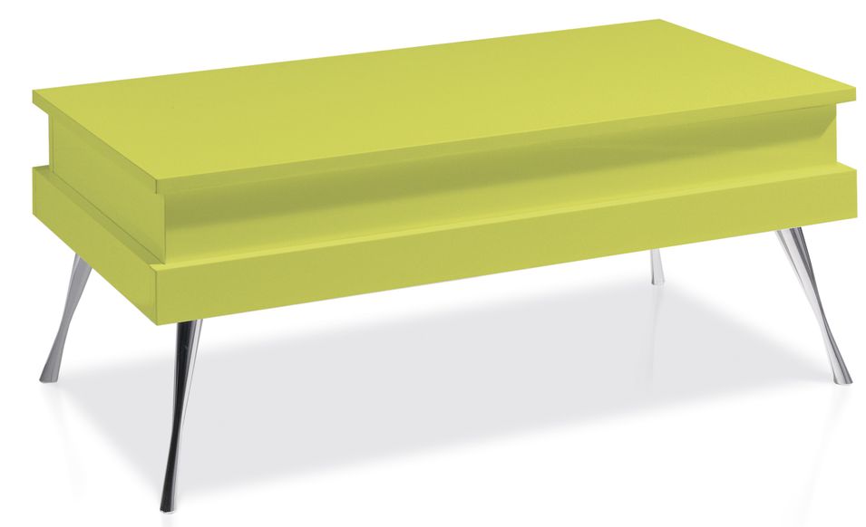 Table basse relevable Laquée Pistache Pied acier chromé Simpla - Photo n°1