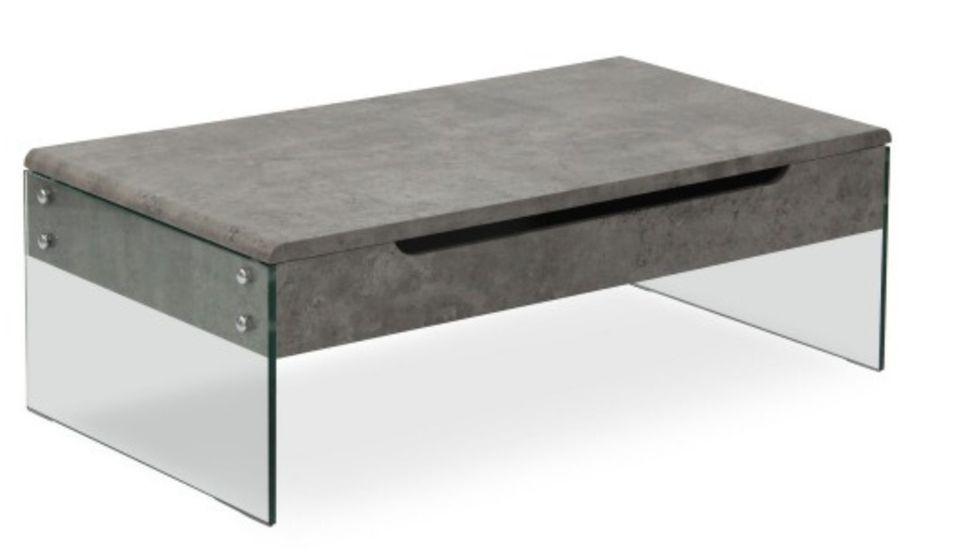 Table basse relevable verre trempé et effet marbre Lomy - Photo n°1