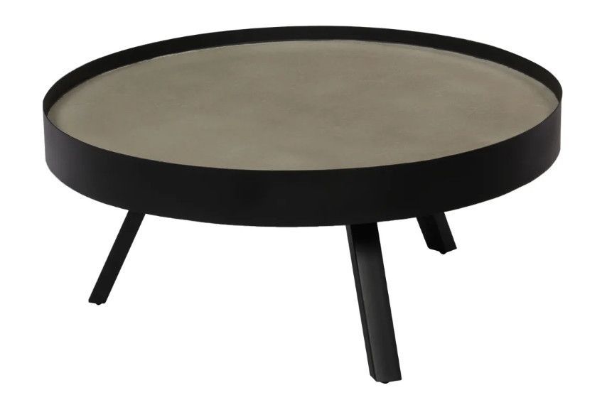 Table basse ronde béton gris et métal noir Princy - Photo n°1
