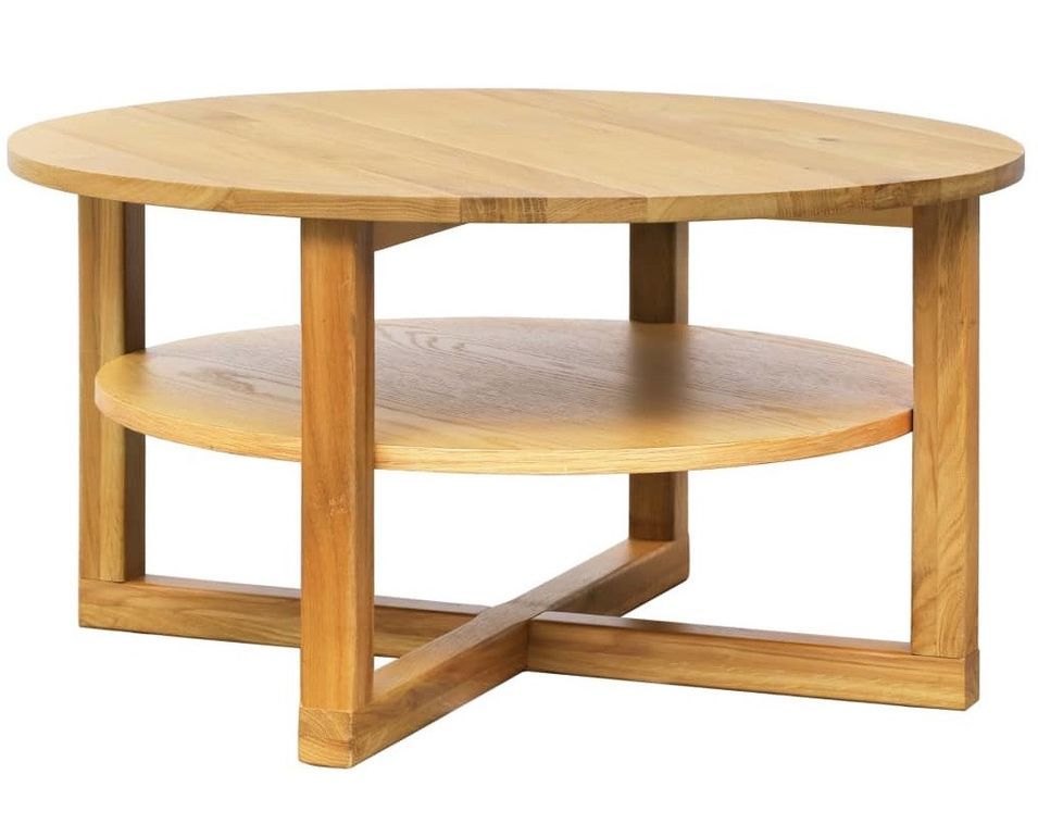 Table basse ronde d'appoint chêne massif clair Nordik - Photo n°1