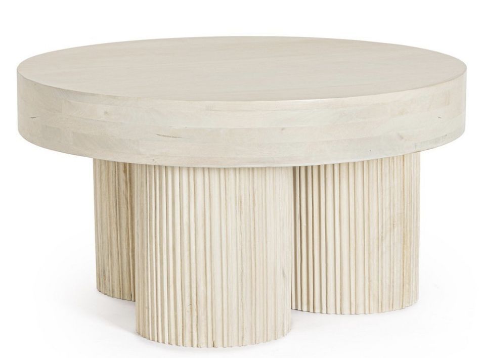 Table basse ronde en bois massif Bozar 75 cm - Photo n°1