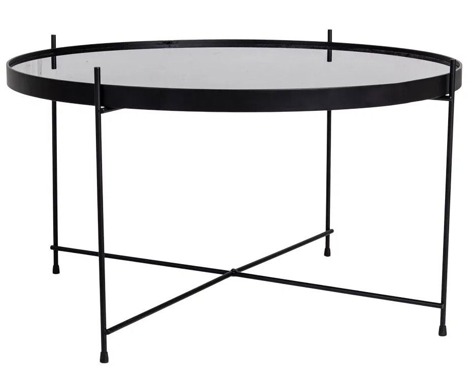 Table basse ronde en verre et acier laiton VENEZIA Ø70 cm - Photo n°1